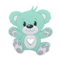 Mint green bear baby teether made of food-grade silicone with heart-shaped cutout - Light Green