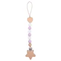 Star and heart beech wood pacifier clip with purple and white silicone beads - Light Purple