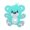 Mint green bear silicone baby teether with heart cutout and soft textured paws - Lake Blue