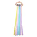 Cloud shaped beech wood baby rattle with colorful ribbons and silver sensory bells - Macaron Color