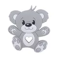Gray bear-shaped silicone baby teether with heart cutout for soothing infants - Gray