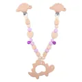 Silicone baby teether chain set with purple dinosaur pendant and small bells - Purple Stroller Hanger