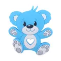 Blue bear silicone baby teether with heart-shaped grip and creative colorful animal design - Dark Blue