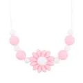Pink and white flower silicone teething necklace for babies with soft flower pendant - Pink