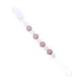 Baby Schnullerkette mit weichen Silikonperlen in Rosa und Weiß für Neugeborene - Altrosa