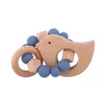 Wooden baby pacifier clip with bird teething toy and blue silicone beads - Bird Teether