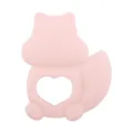 Pink squirrel baby teether in soft silicone with easy-to-grip heart-shaped handle - Pink
