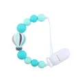 Blue hot air balloon silicone pacifier clip with colorful beads for babies - Gray