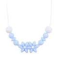 Baby silicone teething necklace with light blue and white beads in flower design - Light Blue