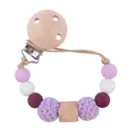 Baby Schnullerkette aus Silikon und Buchenholz mit lila Perlen und achteckigem Holz - Lila