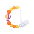 Silicone pacifier clip with colorful hot air balloon beads in yellow and orange tones - Red