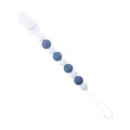 Baby Schnullerkette mit blau-weißen Silikonperlen und sicherem Kunststoffclip - Dunkelblau