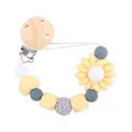 Chupetero de silicona para bebé con girasol amarillo y detalle de tejido - Amarillo claro