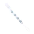 Baby Schnullerkette mit weißen und hellblauen Silikonperlen für zahnende Babys - Graublau