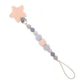 Star-shaped beech wood and silicone baby pacifier clip with grey and blue beads - Khaki
