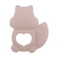Cute squirrel-shaped baby teether toy in dusty pink food-grade silicone for teething - Light Coffee