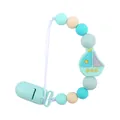 Silicone pacifier clip with mint green sailboat charms and soft macaron beads - Mint Green