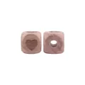 DIY 12mm beech wood square bead with heart engraving for baby pacifier clips - Heart