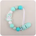 Mint green unicorn silicone pacifier clip with colorful teething beads for infants - Light Green