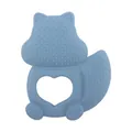 Light blue squirrel silicone baby teether with heart-shaped handle and massage texture - Dark Blue