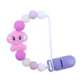 Pink elephant silicone pacifier clip with purple and white teething beads for baby - Light Purple
