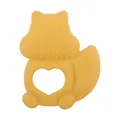 Yellow squirrel-shaped silicone baby teether with heart-shaped grip and massage texture - Turmeric