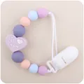Catenella portaciuccio in silicone pastello con perla a cuore I LOVE MOM lilla - Viola chiaro