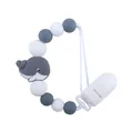 Silicone pacifier clip with grey cartoon whale and white beads for babies - Dark Gray