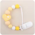Catenella portaciuccio in silicone con perle a cuore I LOVE MOM in giallo e crema - Giallo chiaro