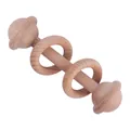Natural beech wood baby rattle toy with three sliding rings for sensory grasping and teething - Rattle Style