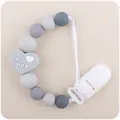 Catenella portaciuccio in silicone grigio con cuore I Love Mom e perle marmorizzate - Grigio chiaro