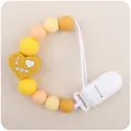 Catenella portaciuccio in silicone con perline calde e massaggiagengive a cuore I Love MOM - Curcuma