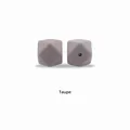 Taupe 14mm octagonal silicone beads for DIY pacifier clips and teething jewelry - Dark Taupe