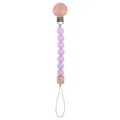 Light purple silicone beads and beech wood baby pacifier clip for soothing infants - Light Purple