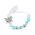 Mintgroene en witte siliconen fopspeenketting met BABY letters en dierenbedeltje - Groen