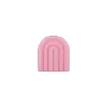 DIY baby teether accessory featuring a pink silicone rainbow pendant in matte finish - Pink