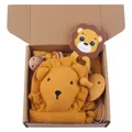 Ginger yellow lion baby gift set with soothing towel, silicone teether and pacifier clip - Yellow