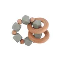 Infant teething bracelet made of natural beech wood and soft grey silicone beads - Sage Green