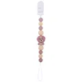 Chupetero de silicona con perro rosa y cuentas beige para el alivio de la dentición - Rosa Palo