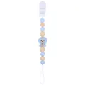 Sujetachupetes de silicona con perro azul y cuentas en azul y beige para bebés - Azul