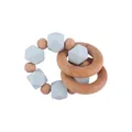 Braccialetto massaggiagengive in faggio con perline di silicone esagonali blu chiaro - Blu grigiastro