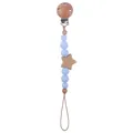 Catenella portaciuccio con perle in silicone blu e stella in legno di faggio naturale - Blu