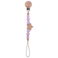 Catenella portaciuccio in silicone viola e legno di faggio con stella - Viola chiaro