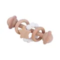 Hochet bébé en bois de hêtre avec perles en silicone et anneau de dentition étoile - Clochette / Gris