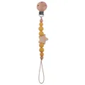 Catenella portaciuccio in legno di faggio con perline in silicone giallo e stella - Curcuma