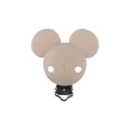 Beige silicone cartoon animal pacifier clip accessory with durable metal spring fastener - Beige