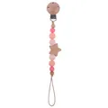 Catenella portaciuccio in silicone rosa e legno di faggio con stella per neonati - rosa pesca