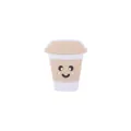 Cartoon koffiekopje siliconen bedel met lachend gezicht voor baby bijtring armband accessoire - Beige
