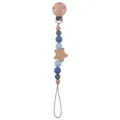 Catenella portaciuccio per neonati con stella in faggio e perline di silicone blu - Blu Scuro