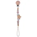 Catenella portaciuccio in legno di faggio e silicone con stella in toni morandi - Cachi